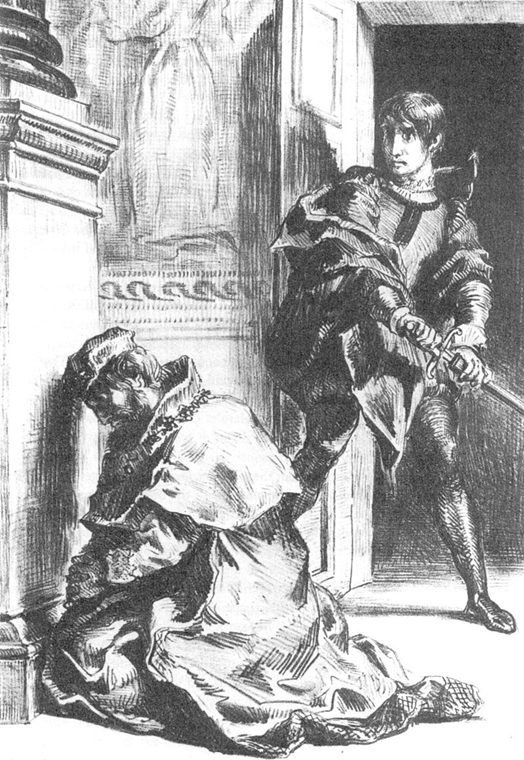 Hamlet y Claudio. Eugène Delacroix, 1844. Recursos literarios de Hamlet.