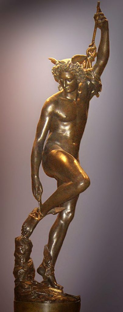 Hermes atándose la sandalia por François Rude, museo del Louvre.