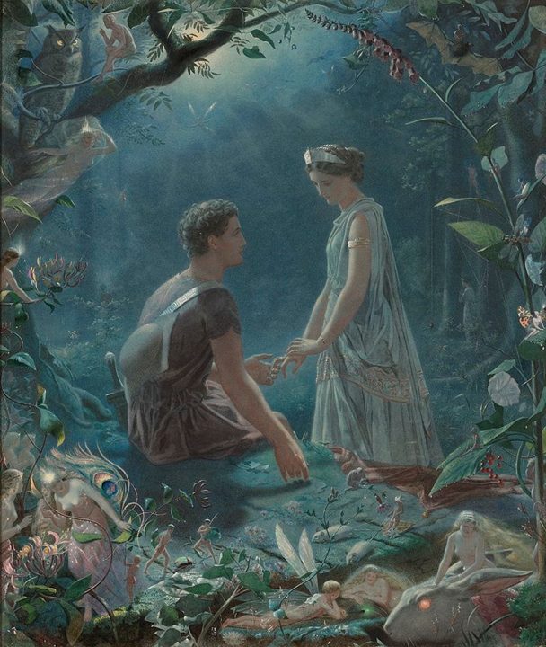 Hermia y Lisandro, John Simmons, 1870.