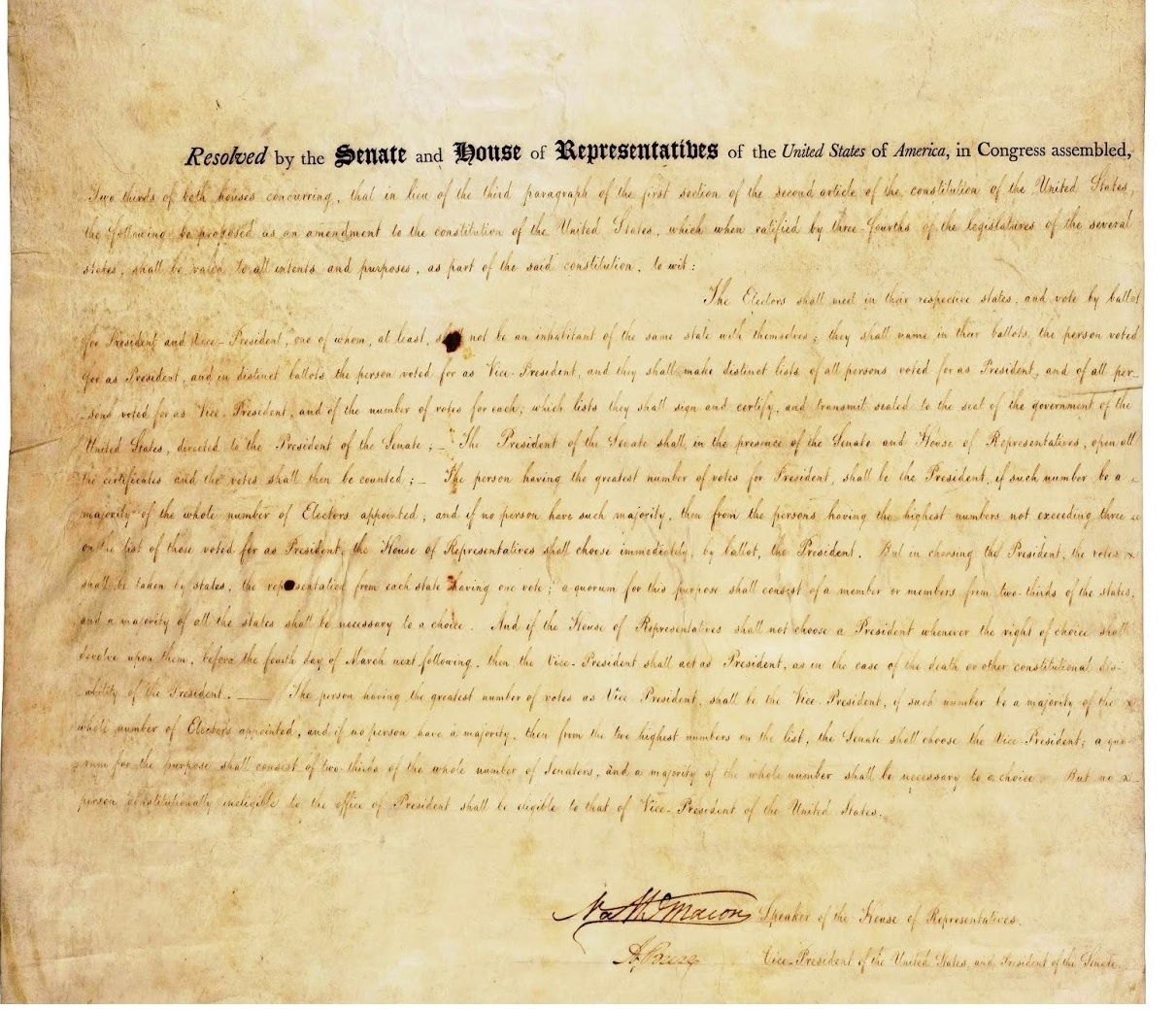 The twelfth amendment to the United States Constitution